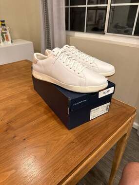 Cole Haan  GrandPrø Tennis Sneaker White Leather C22584 Size 12 W / 10.5M.